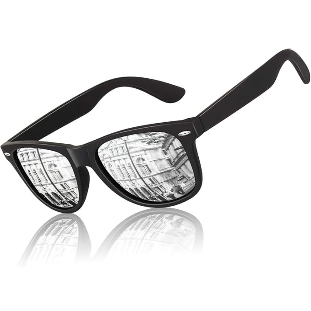 Classic 80's Retro Polarized Sunglasses - Jamie-Matte Black Frame | Silver Mirrored Lens-Nora Luxe