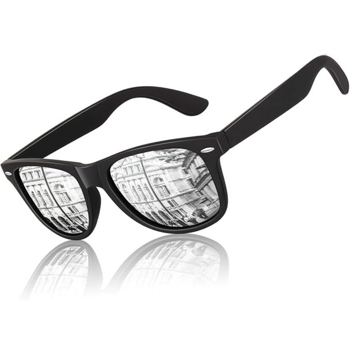 Classic 80's Retro Polarized Sunglasses - Jamie-Matte Black Frame | Silver Mirrored Lens-Nora Luxe