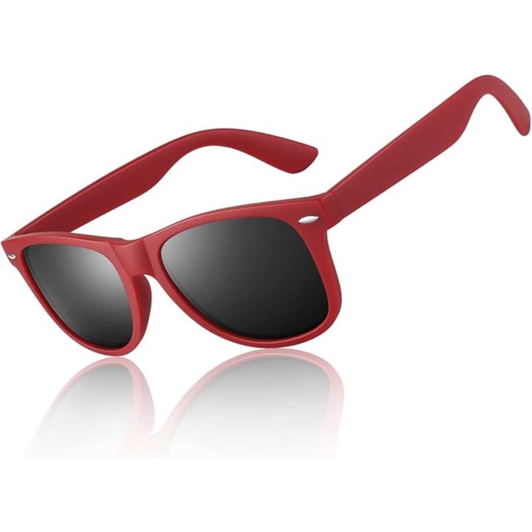 Classic 80's Retro Polarized Sunglasses - Jamie-Matte Red Frame | Smoke-Colored Lens-Nora Luxe
