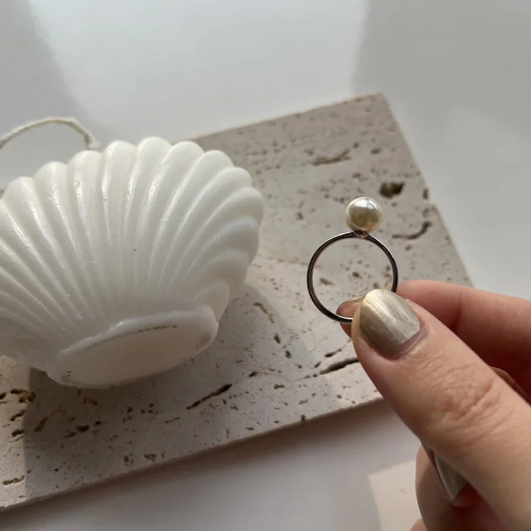 Classic Adjustable Pearl Ring - Sofia-White-Nora Luxe