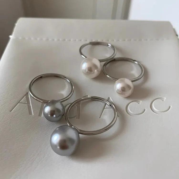 Classic Adjustable Pearl Ring - Sofia-White-Nora Luxe