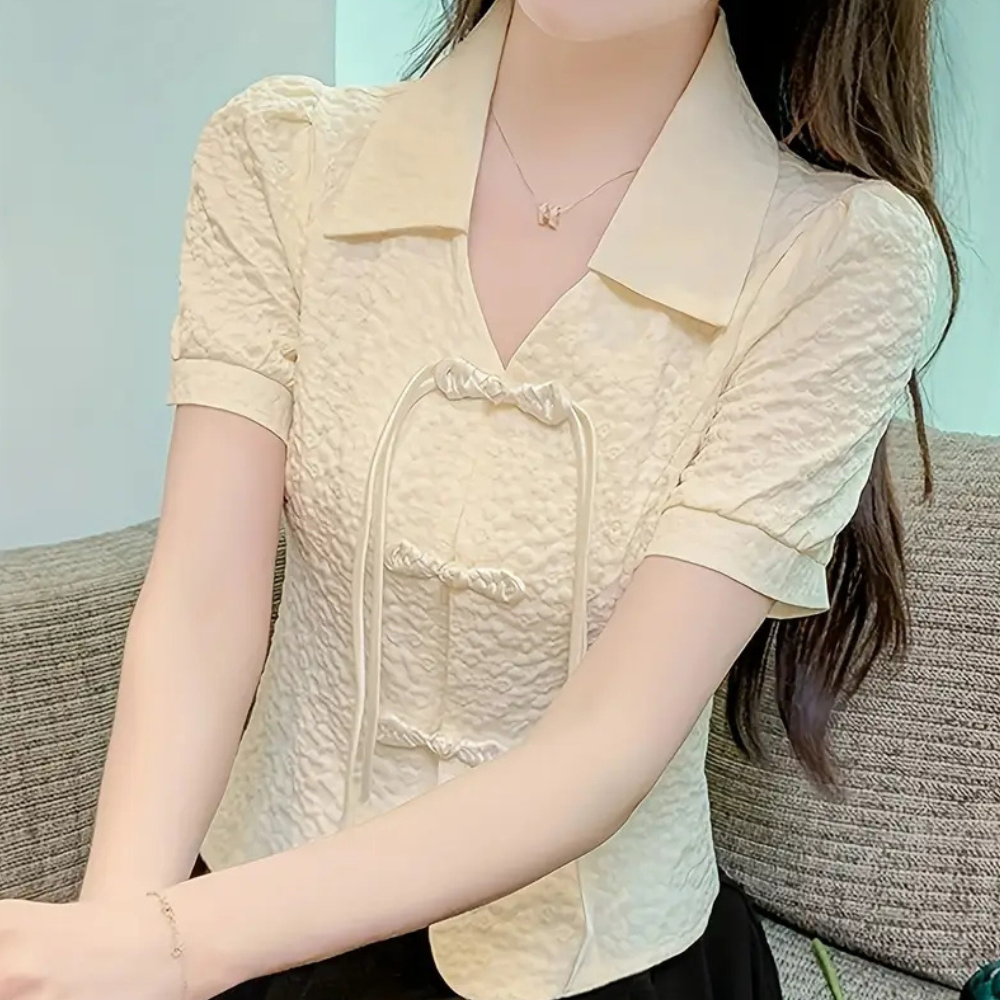 Classic Beige Summer T-shirt for Women - Lina-XS-Nora Luxe