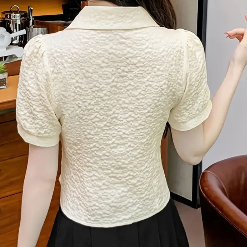 Classic Beige Summer T-shirt for Women - Lina-XS-Nora Luxe