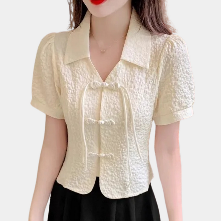 Classic Beige Summer T-shirt for Women - Lina-XS-Nora Luxe