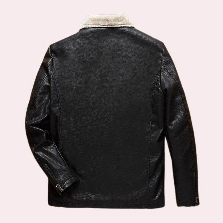 Classic Black Leather Men's Jacket with Timeless Design - Luca-S-Nora Luxe