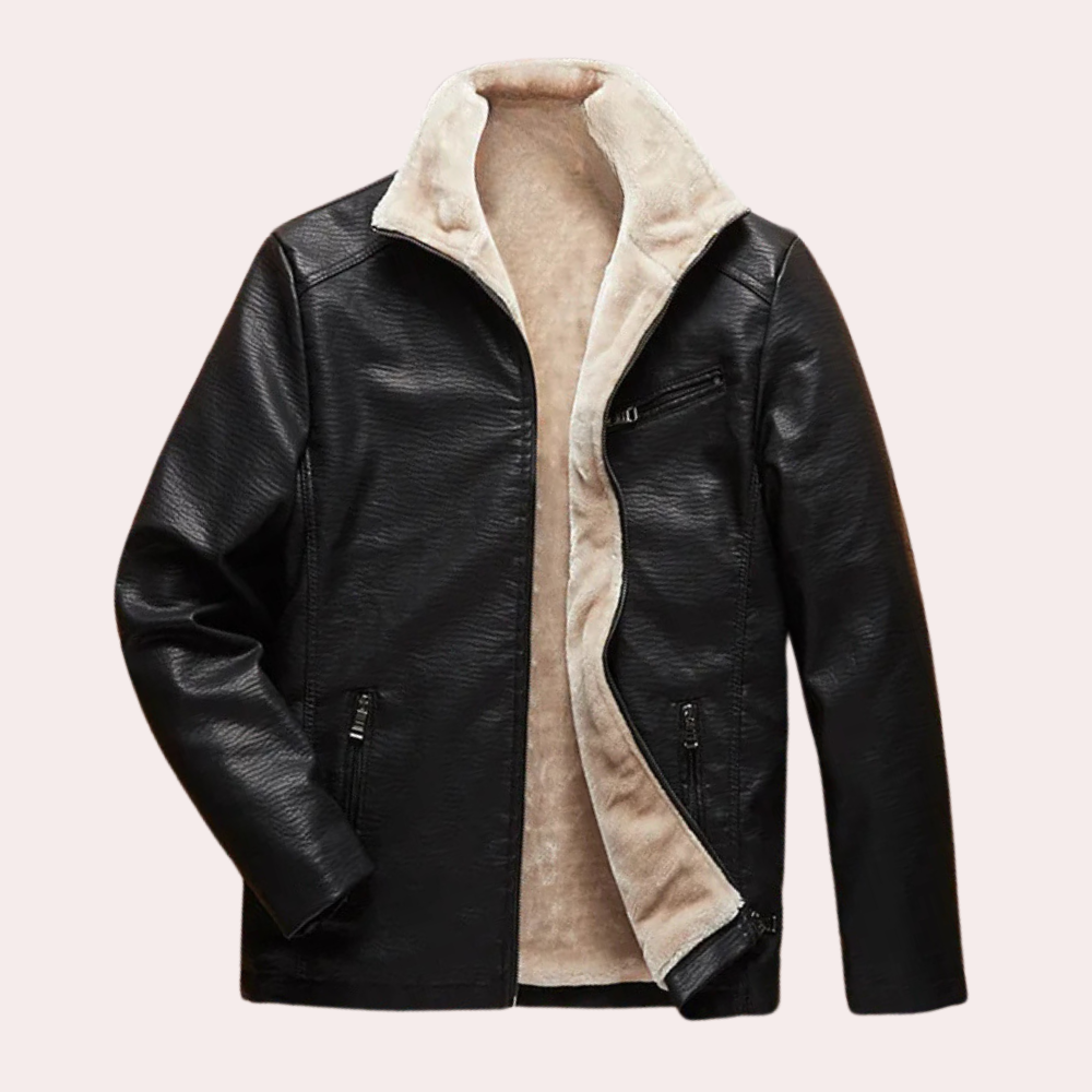 Classic Black Leather Men's Jacket with Timeless Design - Luca-S-Nora Luxe