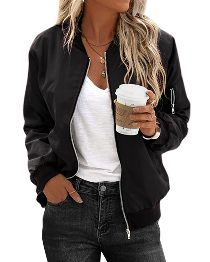 Classic Bomber Jacket - Felicity-Black-XS-Nora Luxe
