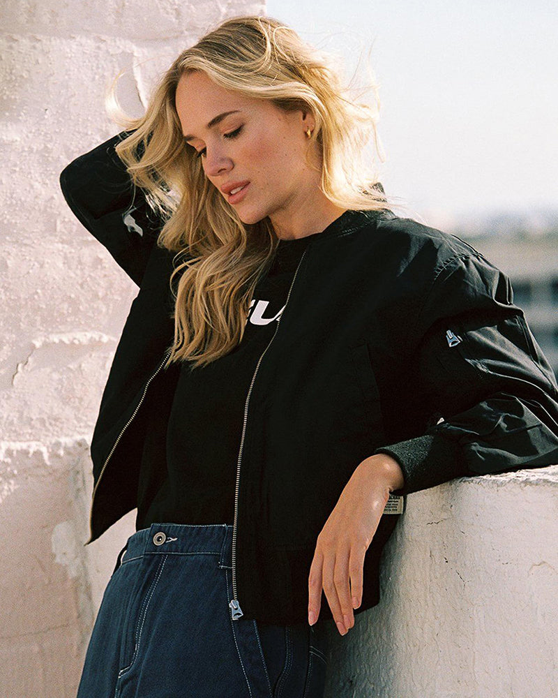Classic Bomber Jacket - Felicity-Black-XS-Nora Luxe