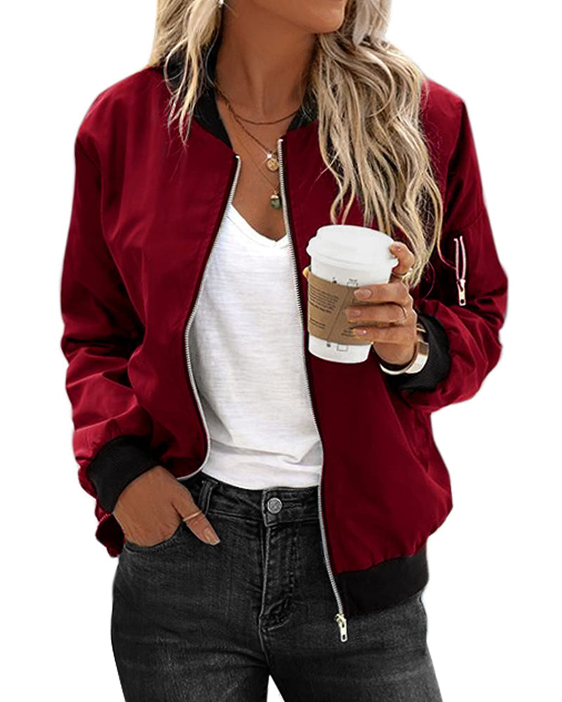 Classic Bomber Jacket - Felicity-Bordeaux red-XS-Nora Luxe