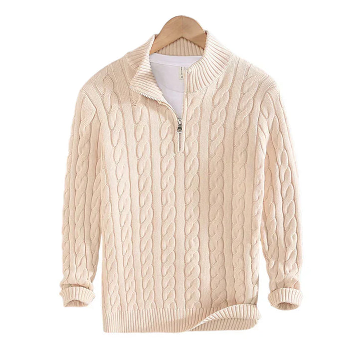 Classic Cable Sweater for Men - Henry-Beige-S-Nora Luxe