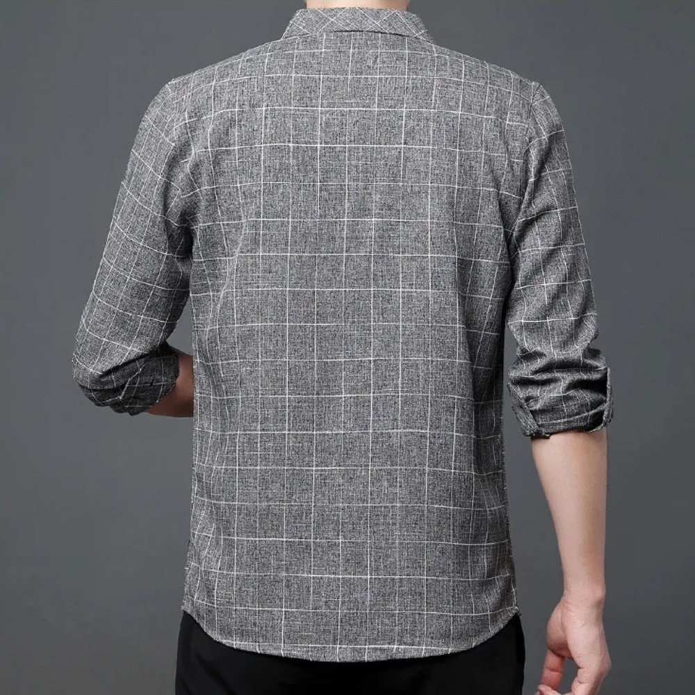 Classic Checked Men's Shirt - Thijs-Brown-S-Nora Luxe