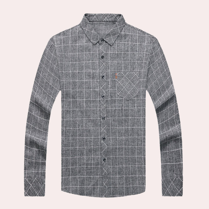 Classic Checked Men's Shirt - Thijs-Brown-S-Nora Luxe