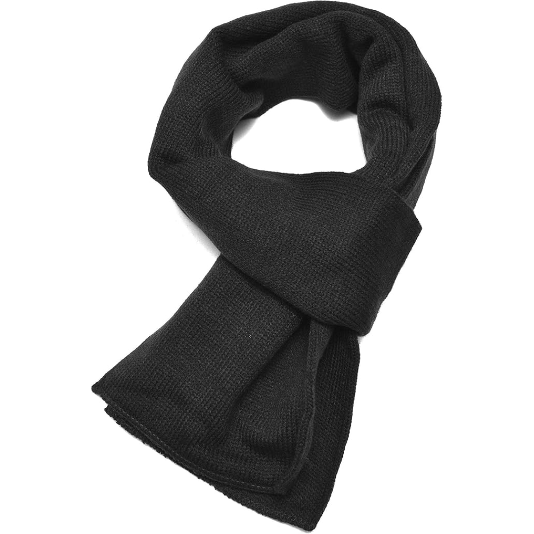 Classic Double Layer Knit Winter Scarf for Men - Xander-Black-Nora Luxe