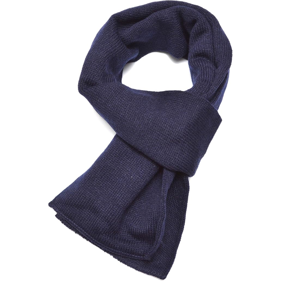 Classic Double Layer Knit Winter Scarf for Men - Xander-Marine Blue-Nora Luxe