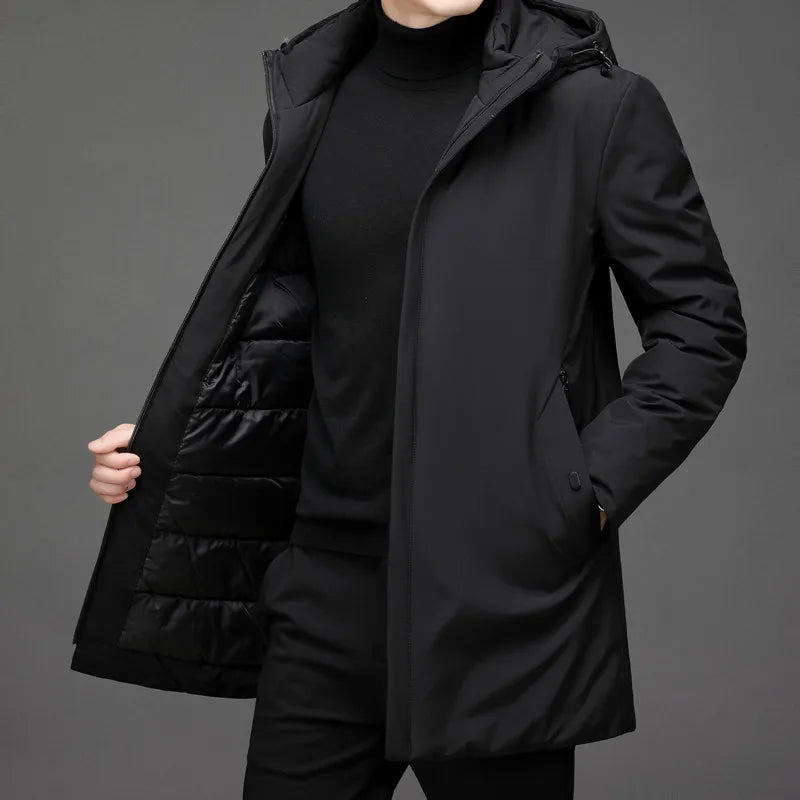 Classic Down Jacket with Hood - Victor-Dark green-L-Nora Luxe