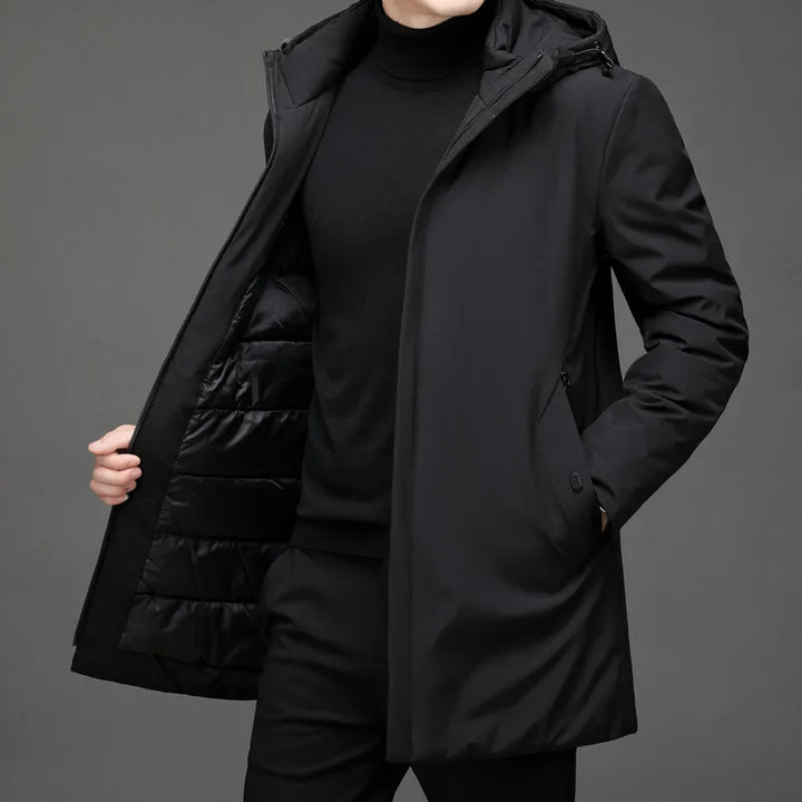 Classic Down Jacket with Hood - Victor-Dark green-L-Nora Luxe