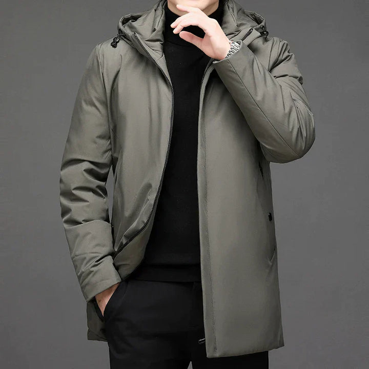 Classic Down Jacket with Hood - Victor-Dark green-L-Nora Luxe