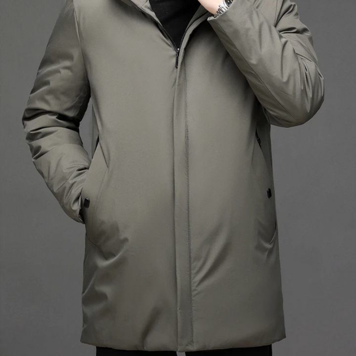 Classic Down Jacket with Hood - Victor-Dark green-L-Nora Luxe