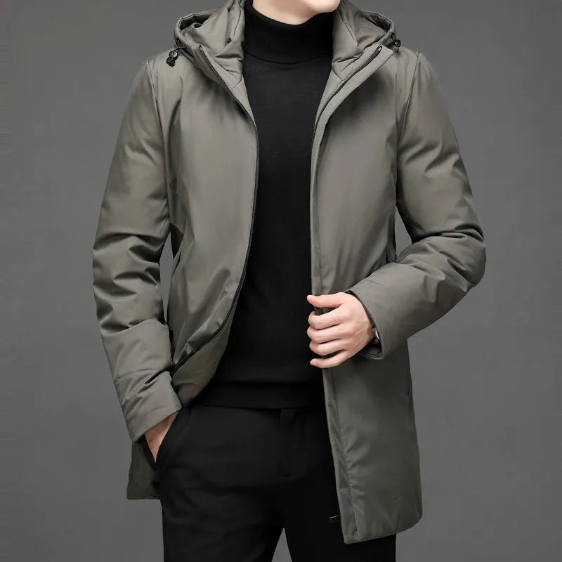 Classic Down Jacket with Hood - Victor-Dark green-L-Nora Luxe