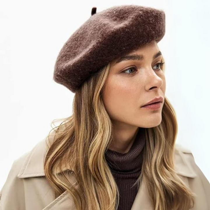 Classic French Wool Beret – Evelyne-Brown-Nora Luxe