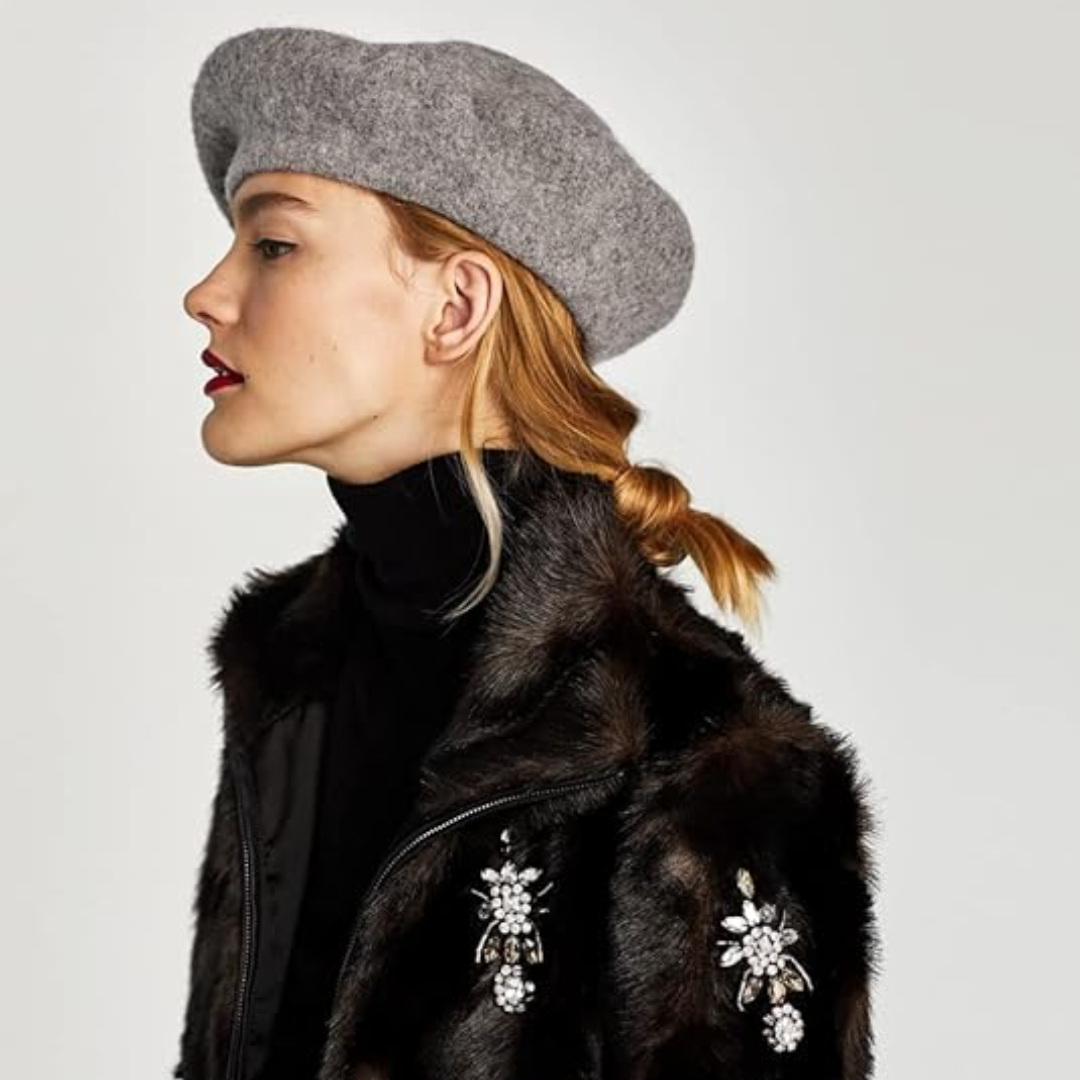 Classic French Wool Beret – Evelyne-Gray-Nora Luxe