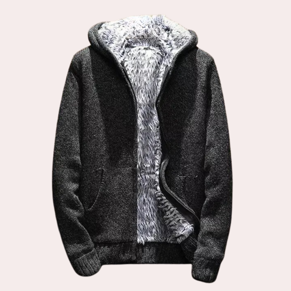 Classic Knitted Hoodie for Men - Milan-Black-S-Nora Luxe