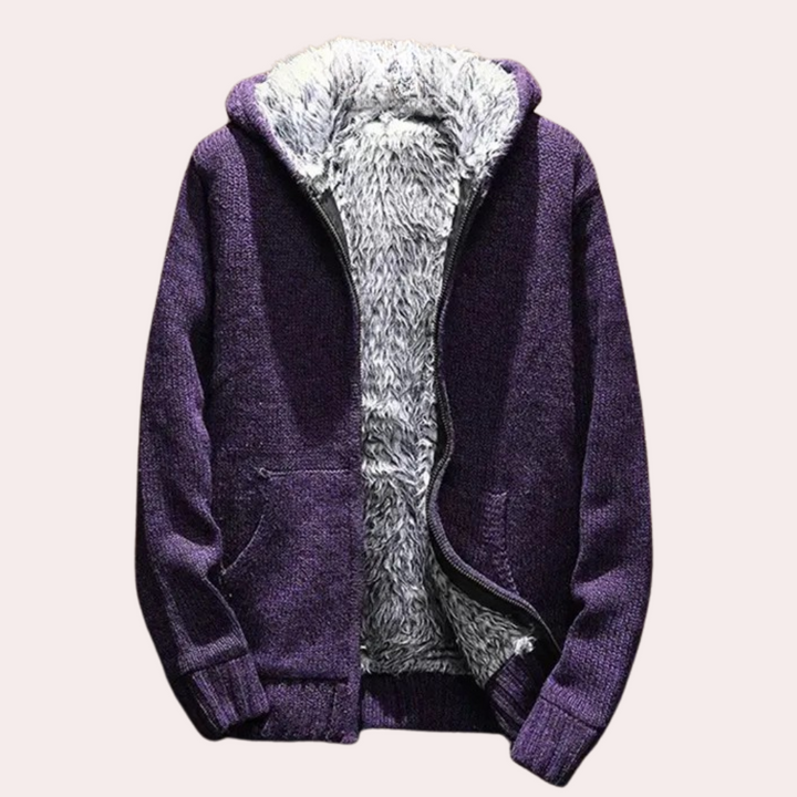 Classic Knitted Hoodie for Men - Milan-Purple-S-Nora Luxe