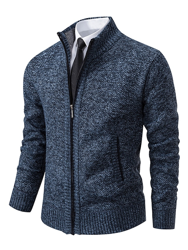 Classic Knitted Men's Sweater - Oscar-Blue-M-Nora Luxe