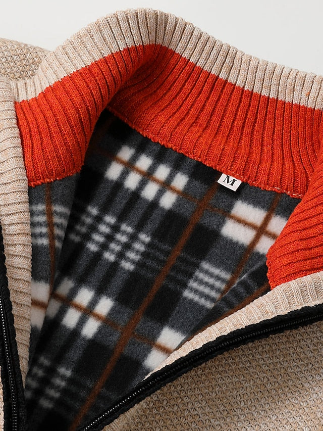 Classic Knitted Men's Sweater - Oscar-Khaki-M-Nora Luxe