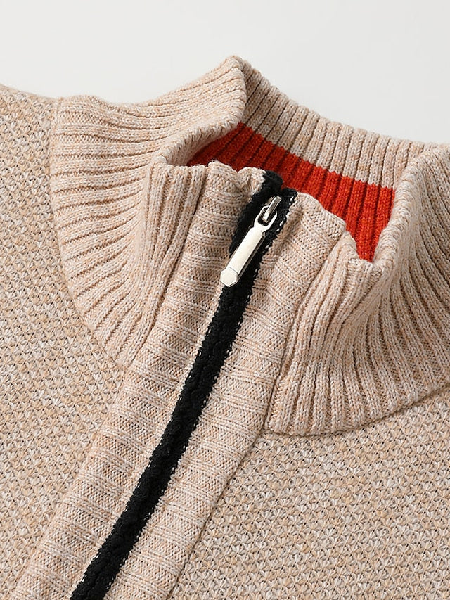Classic Knitted Men's Sweater - Oscar-Khaki-M-Nora Luxe