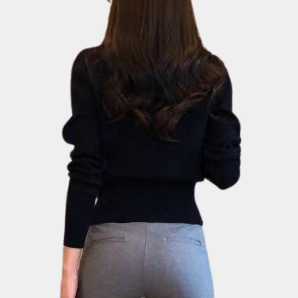 Classic Knitted Women's Cardigan with Button Closure - Eloise-Red-Nora Luxe