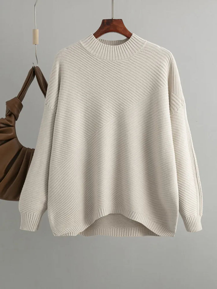 Classic Knitted Women's Sweater - Evelina-Apricot-Nora Luxe