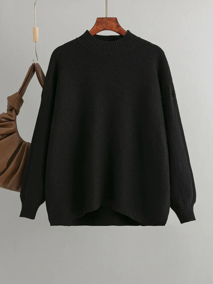 Classic Knitted Women's Sweater - Evelina-Black-Nora Luxe