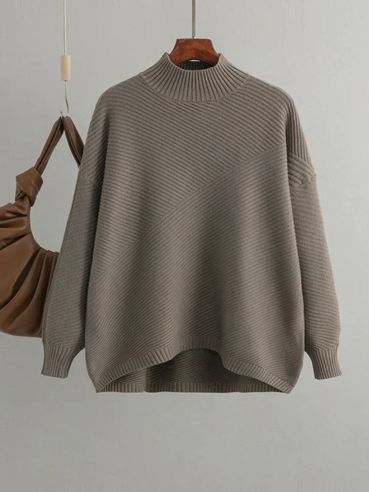 Classic Knitted Women's Sweater - Evelina-Light Brown-Nora Luxe