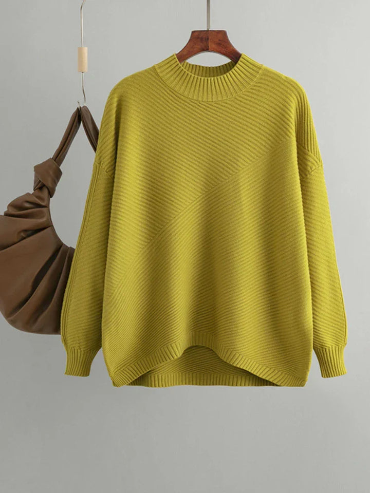 Classic Knitted Women's Sweater - Evelina-Yellow-Nora Luxe