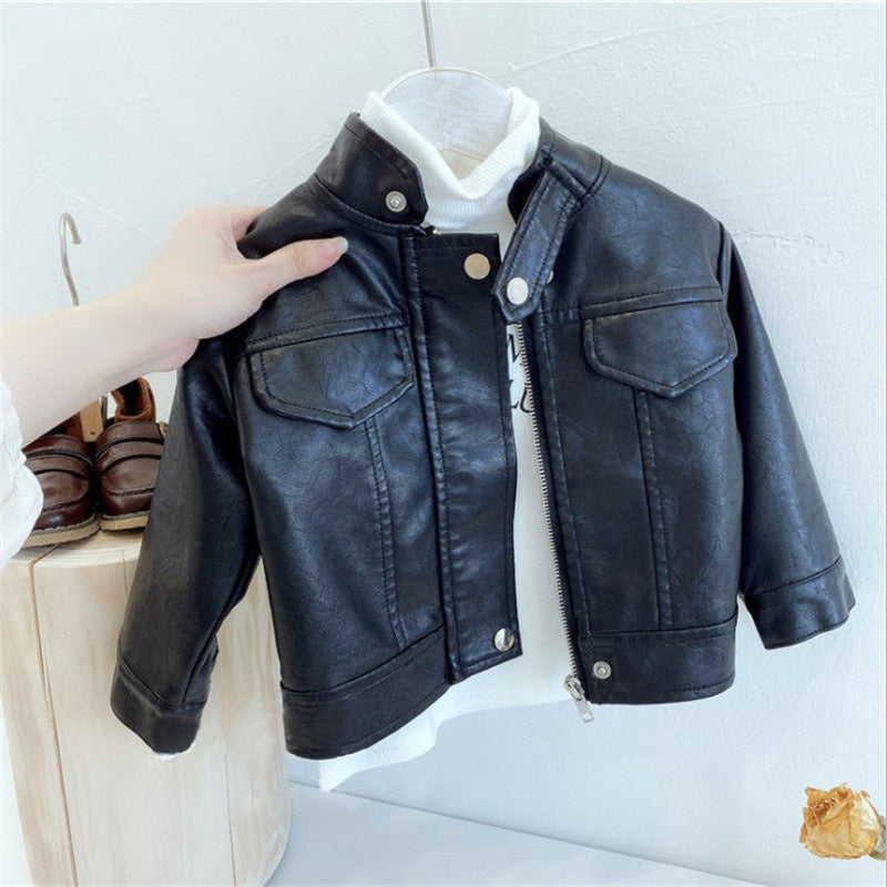 Classic Leather Jackets for Boys-Black-12-24M (90)-Nora Luxe