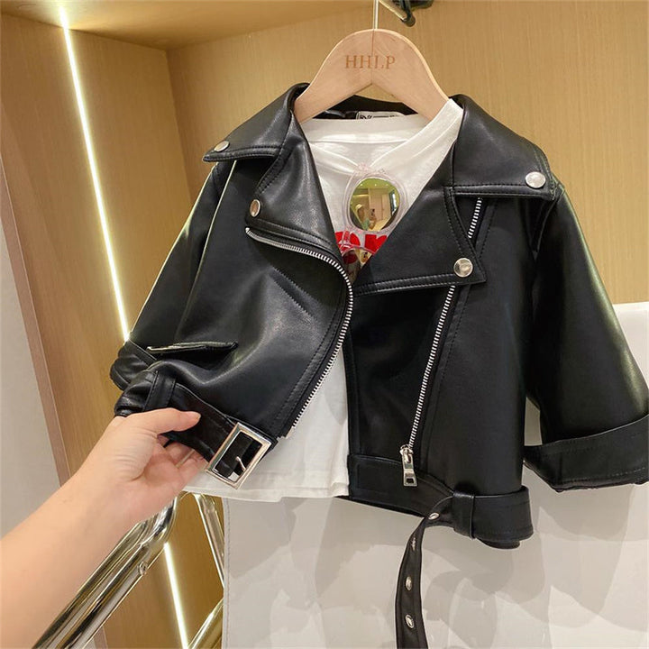 Classic Leather Jackets for Boys-Black-2-12-24M (90)-Nora Luxe