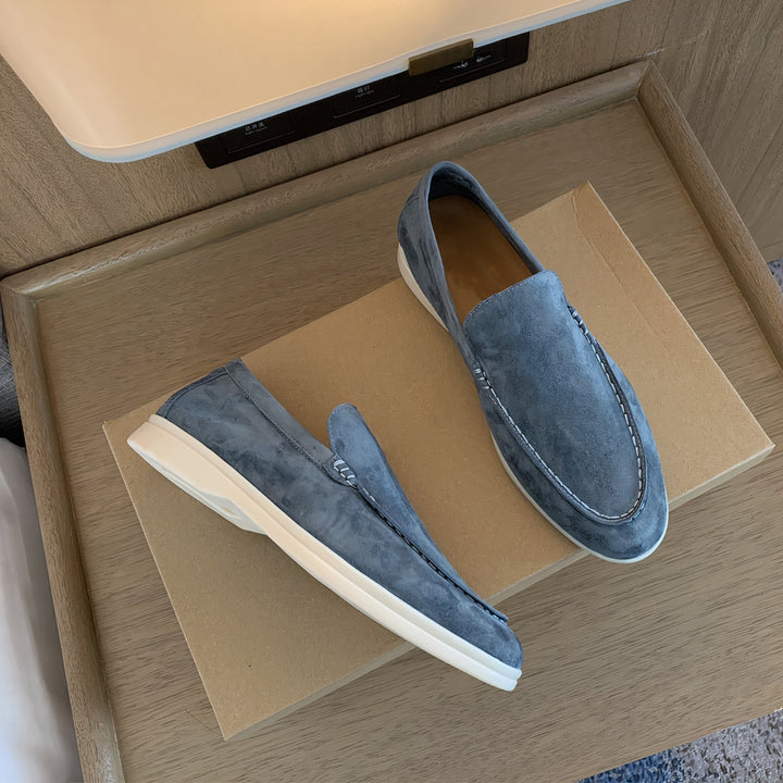 Classic Leather Men's Loafers - Lorenzo-Light blue-7-Nora Luxe
