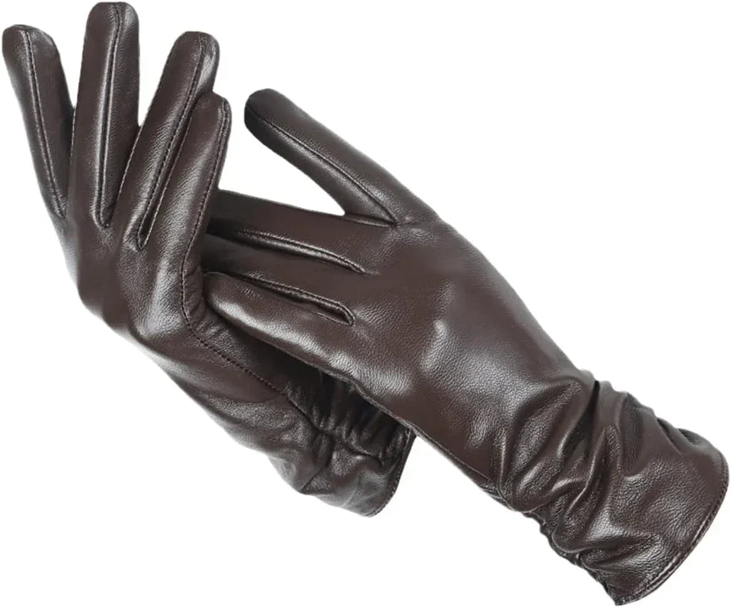 Classic Leather Women's Gloves - LuxLeather-Dark Brown-S-Nora Luxe