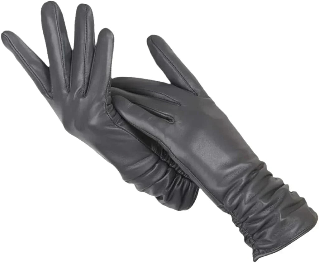 Classic Leather Women's Gloves - LuxLeather-Dark Gray-S-Nora Luxe