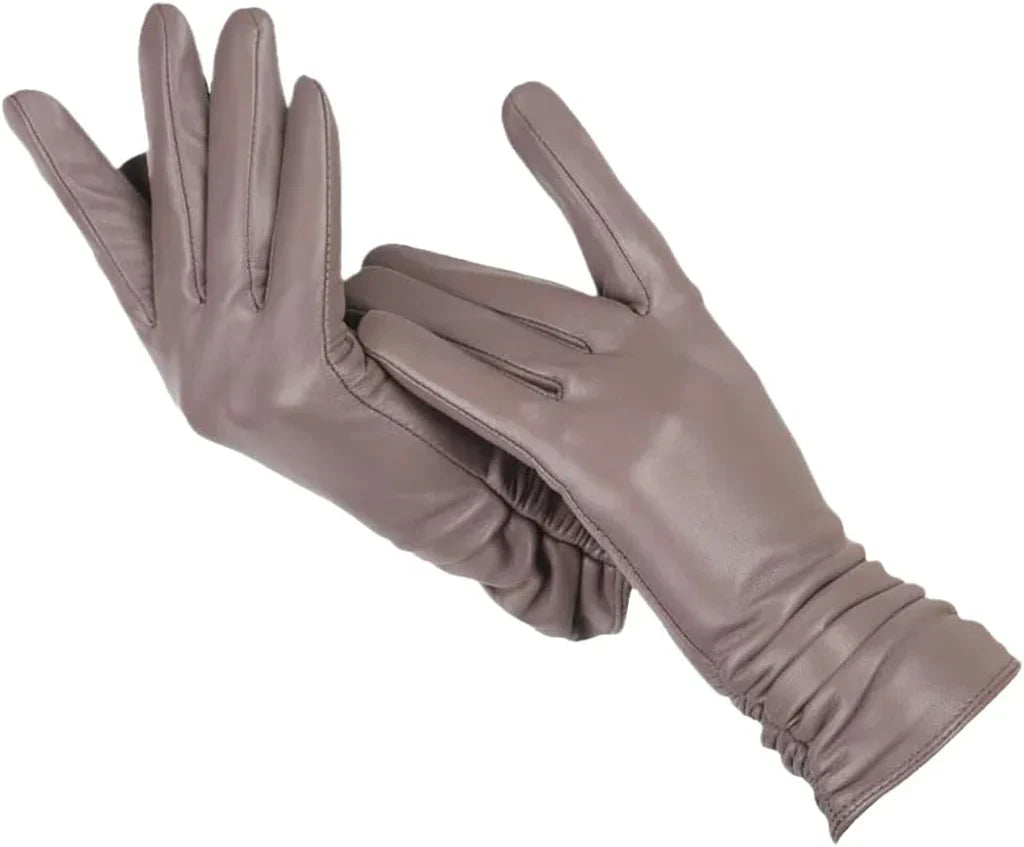 Classic Leather Women's Gloves - LuxLeather-Light Brown-S-Nora Luxe