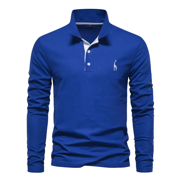 Classic Men's Long Sleeve Polo Shirt - Felix-Blue-S-Nora Luxe
