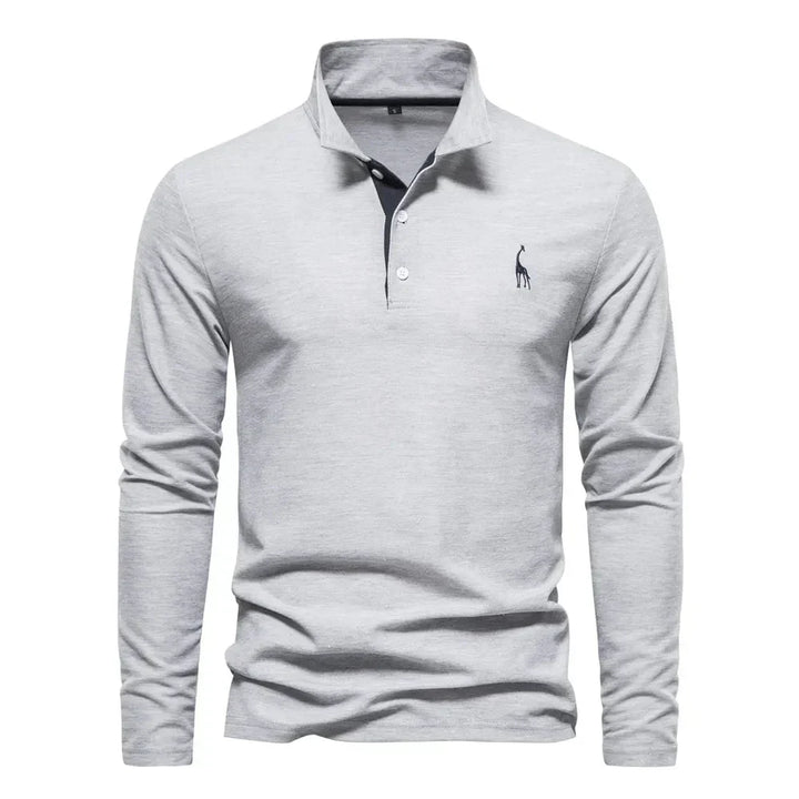Classic Men's Long Sleeve Polo Shirt - Felix-Gray-S-Nora Luxe