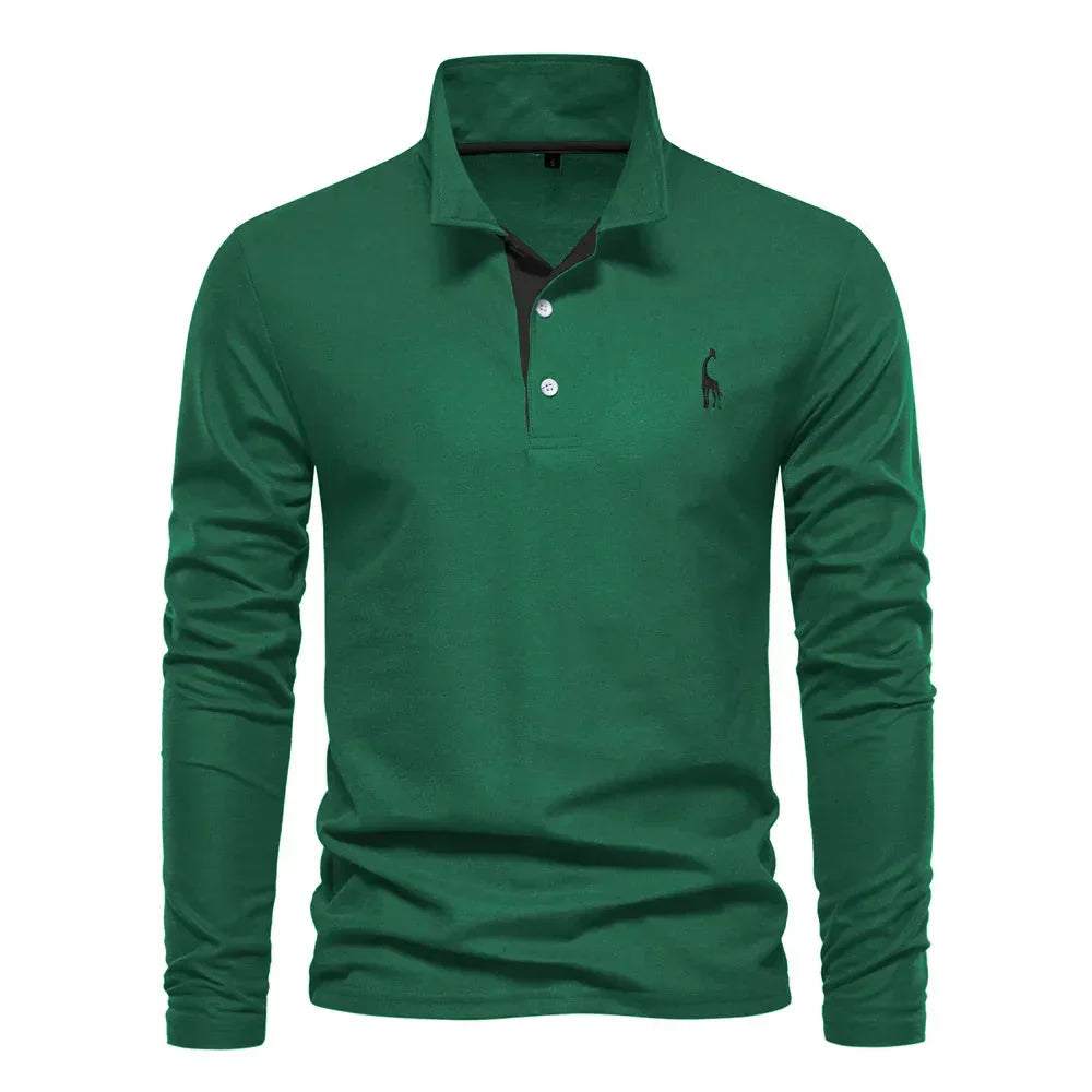 Classic Men's Long Sleeve Polo Shirt - Felix-Green-S-Nora Luxe