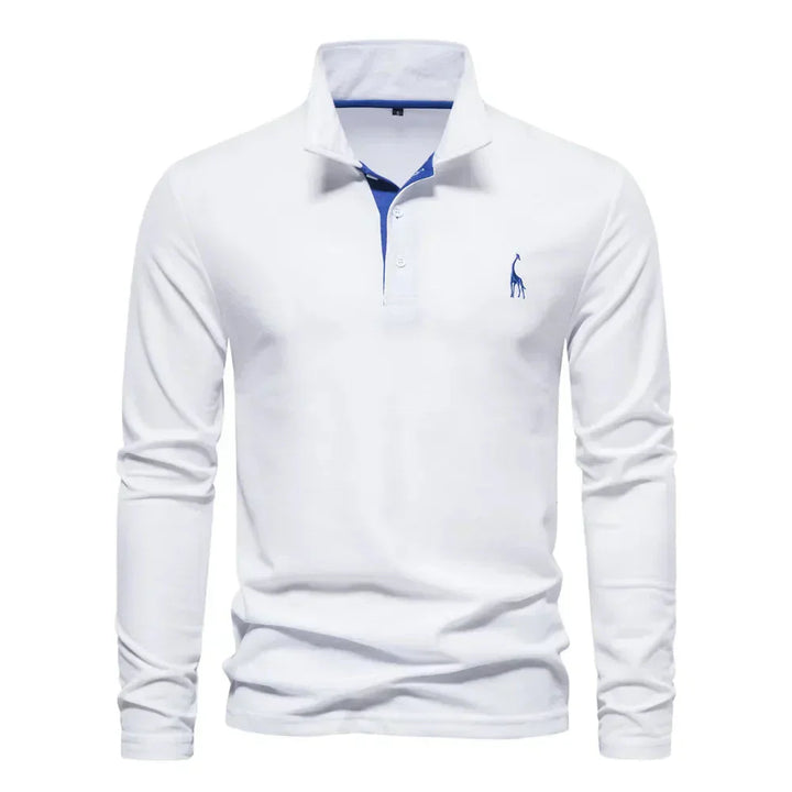 Classic Men's Long Sleeve Polo Shirt - Felix-White-S-Nora Luxe