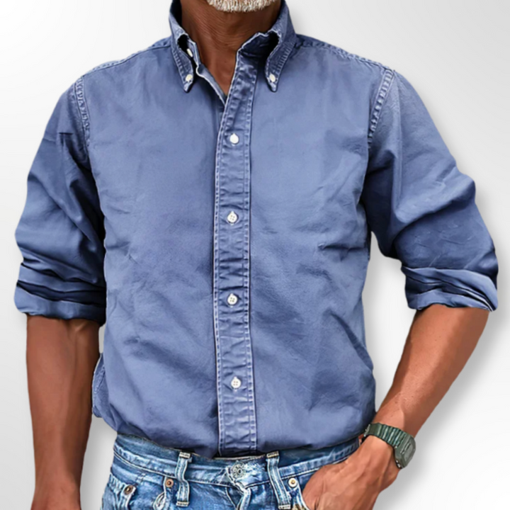 Classic Men's Shirt - Victor-Blue-S-Nora Luxe