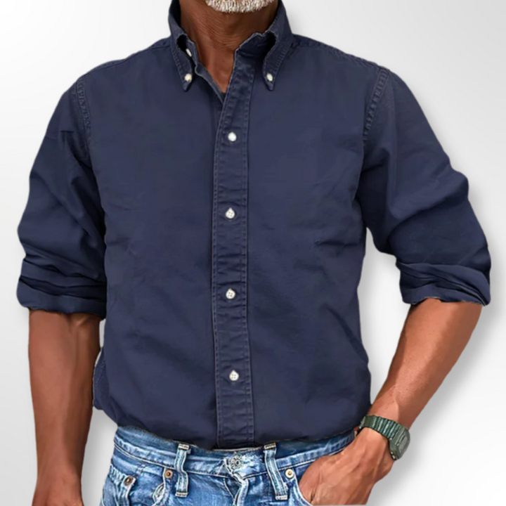 Classic Men's Shirt - Victor-Dark Blue-S-Nora Luxe
