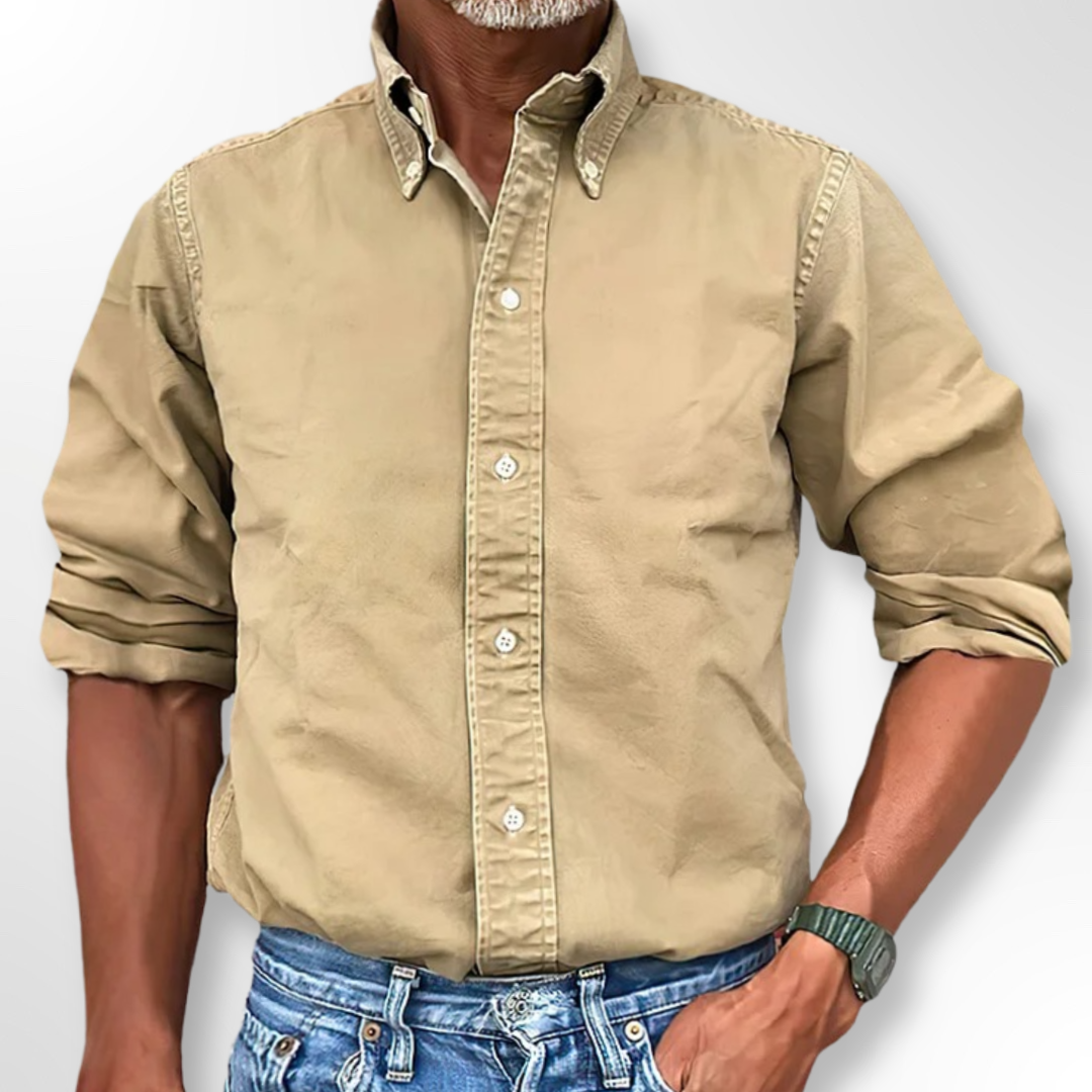 Classic Men's Shirt - Victor-Khaki-S-Nora Luxe