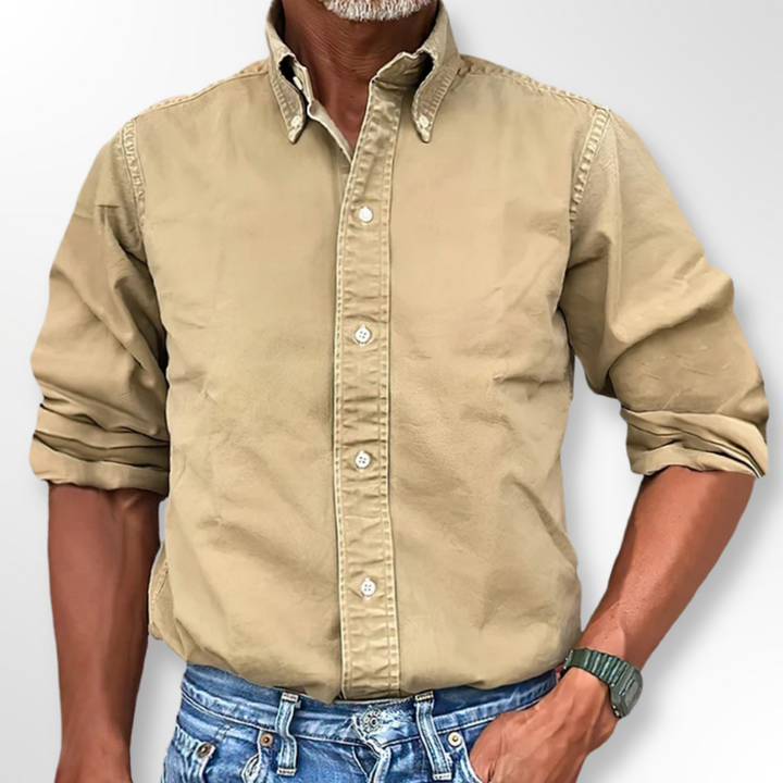 Classic Men's Shirt - Victor-Khaki-S-Nora Luxe