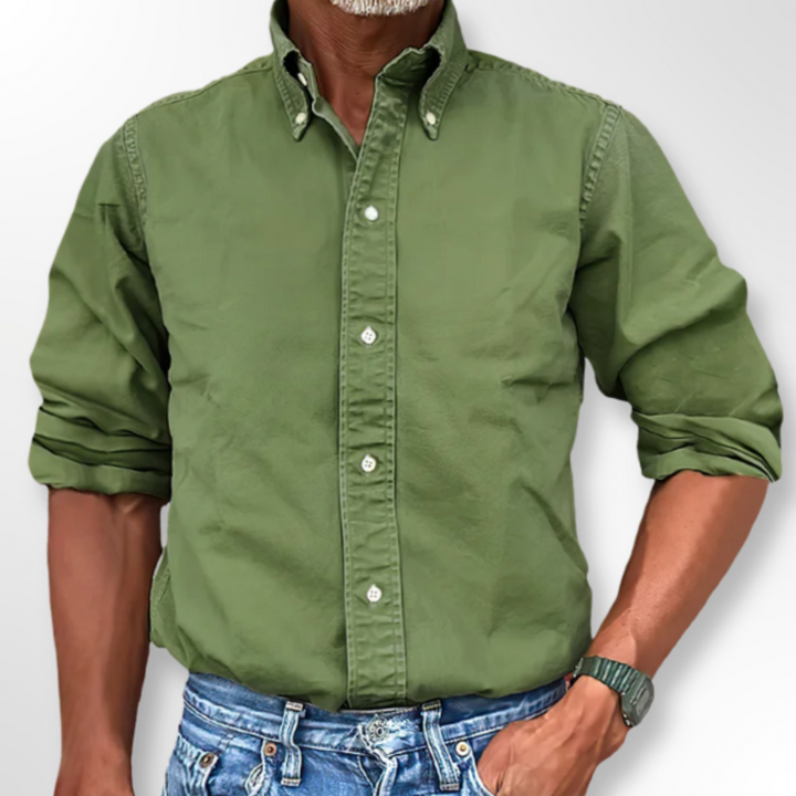 Classic Men's Shirt - Victor-Olive Green-S-Nora Luxe